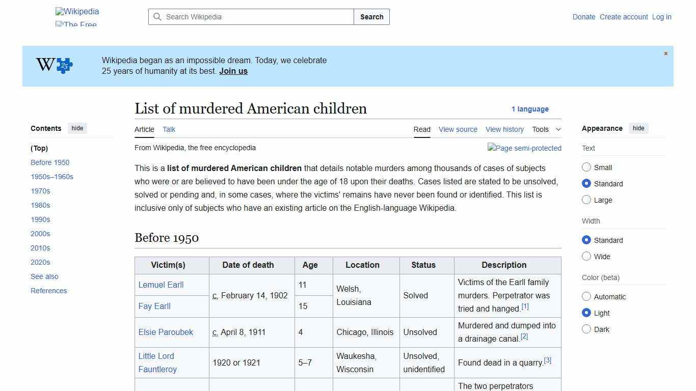 List of murdered American children - Wikipedia